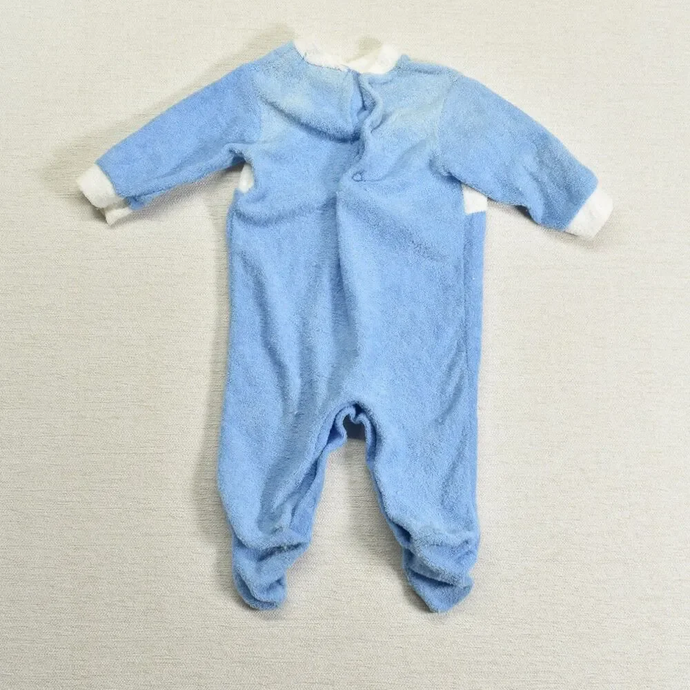 VTG 80s IZOD Lacoste Baby Blue Terrycloth Footed Sleeper M 12-18 lbs Long Sleeve